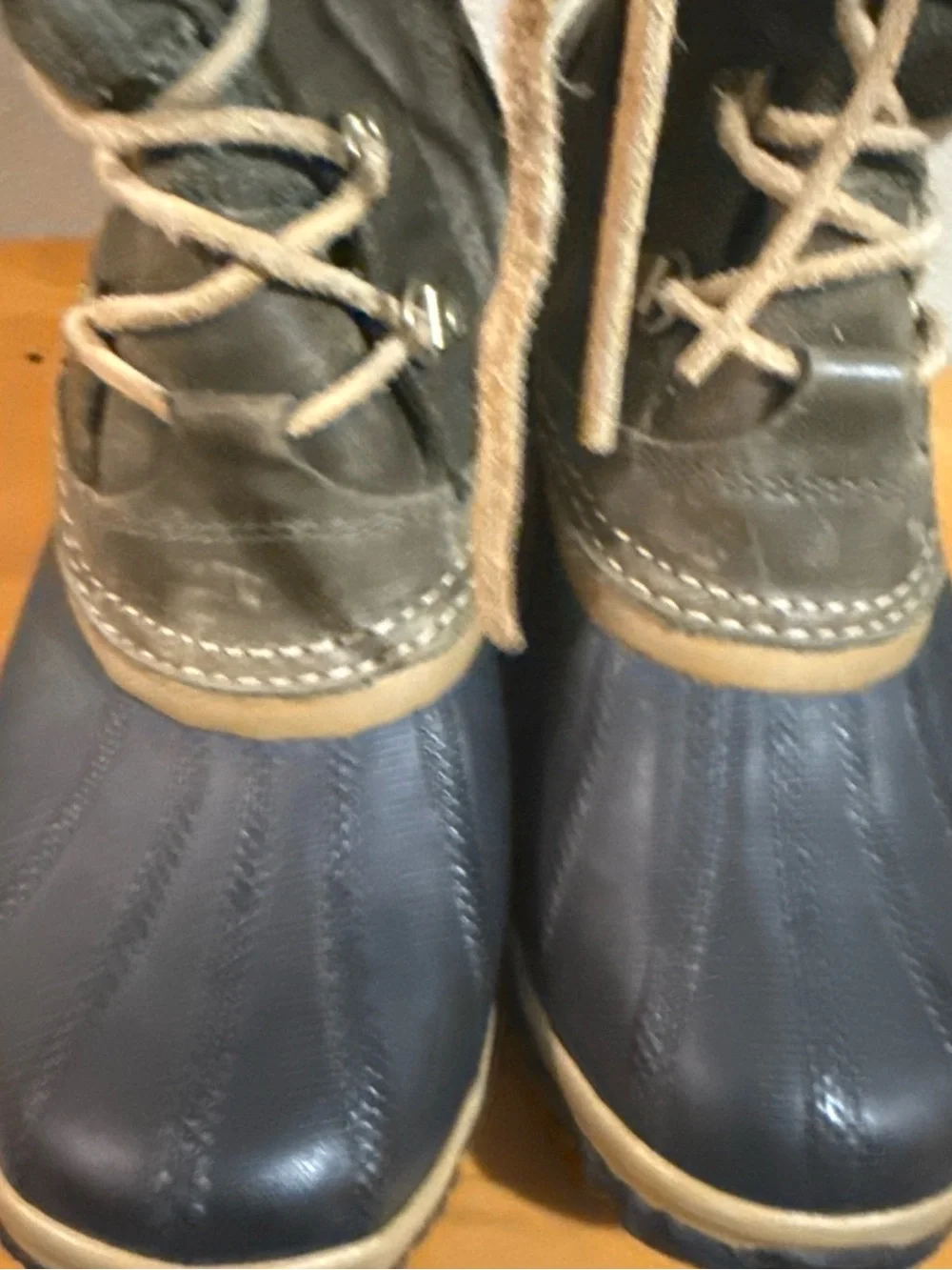 Sorel Carly II Suede Conquest Olive and Navy Lace-Up Waterproof Duck Boots